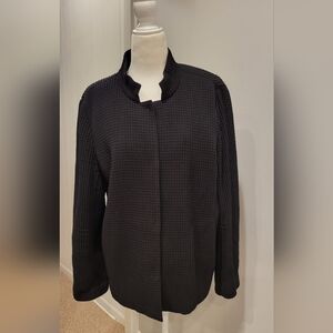 Eileen Fisher Waffle Textured Snap Bott Black Jacket Womens L